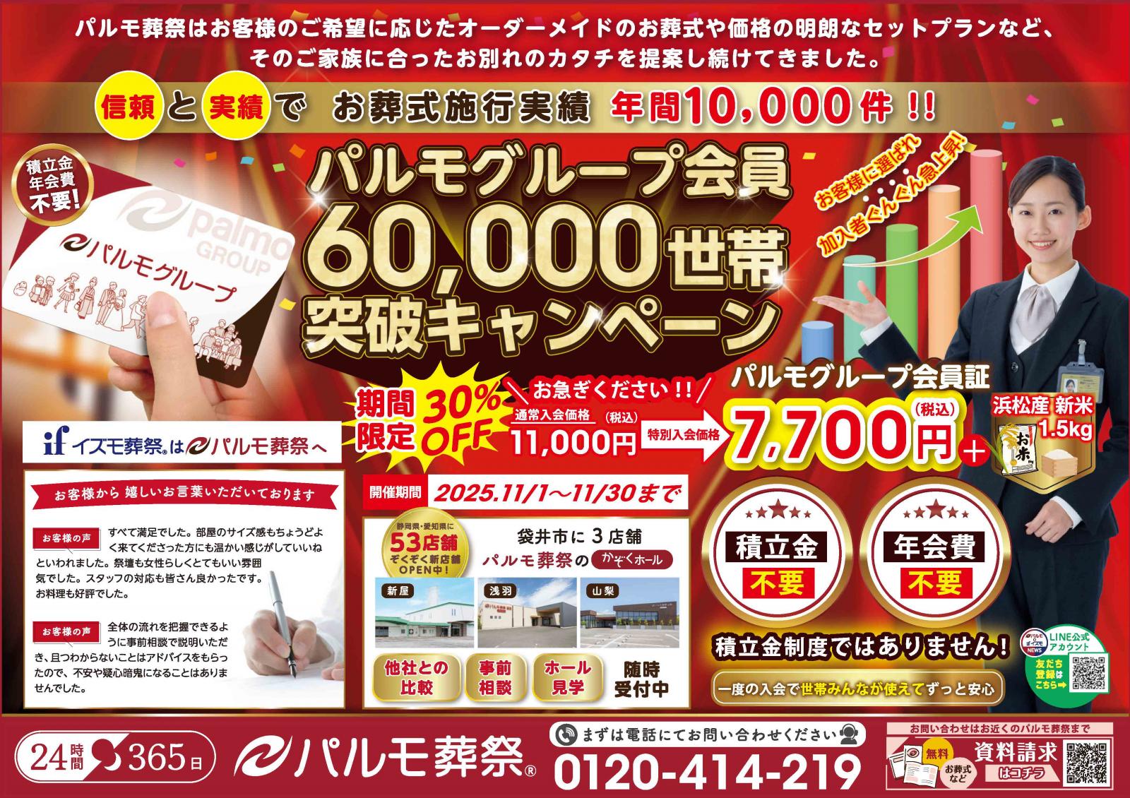 パルモグループ会員様が60,000世帯突破しました！のイメージ